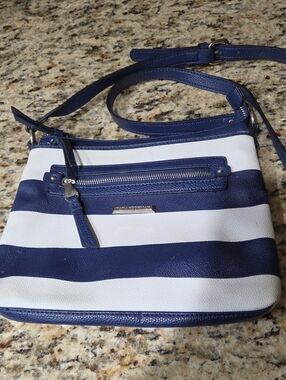 Dana Buchman blue and white striped crossbod Striped Navy and White Crossbody